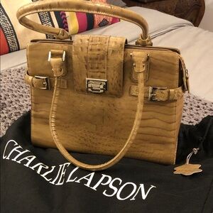 Charlie Lapson Beige / Tan Crocodile-Embossed Women's Purse 👜
